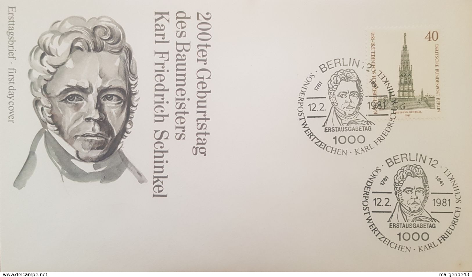 BERLIN FDC 1981 200 ANS KARL SCHINKEL - 1981-1990