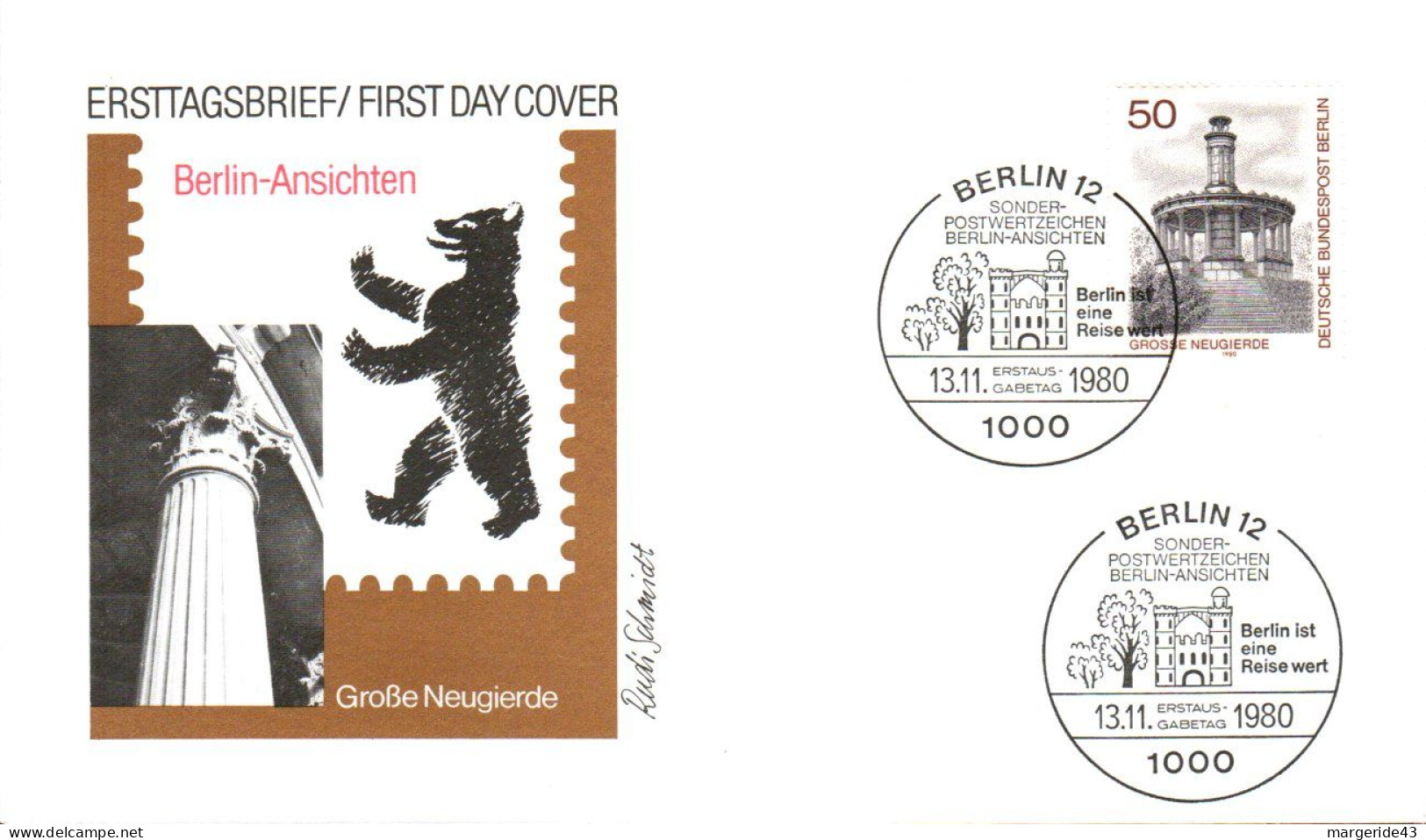 BERLIN FDC 1980 MONUMENT - 1981-1990