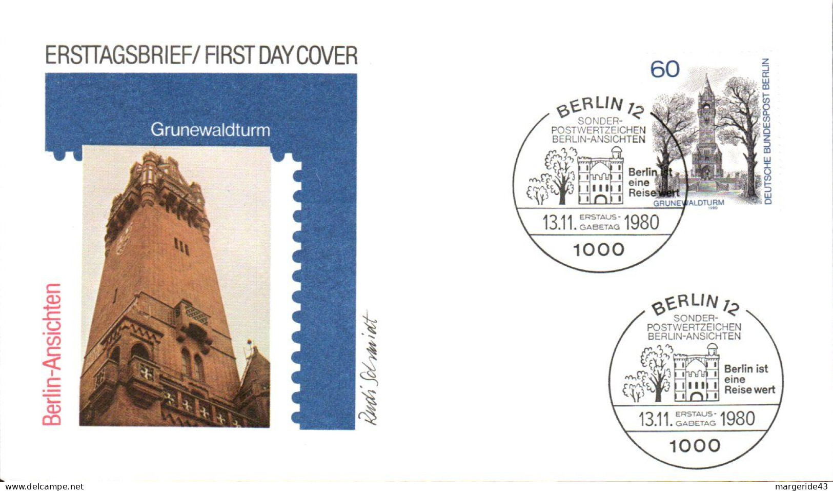 BERLIN FDC 1980 MONUMENT - 1981-1990