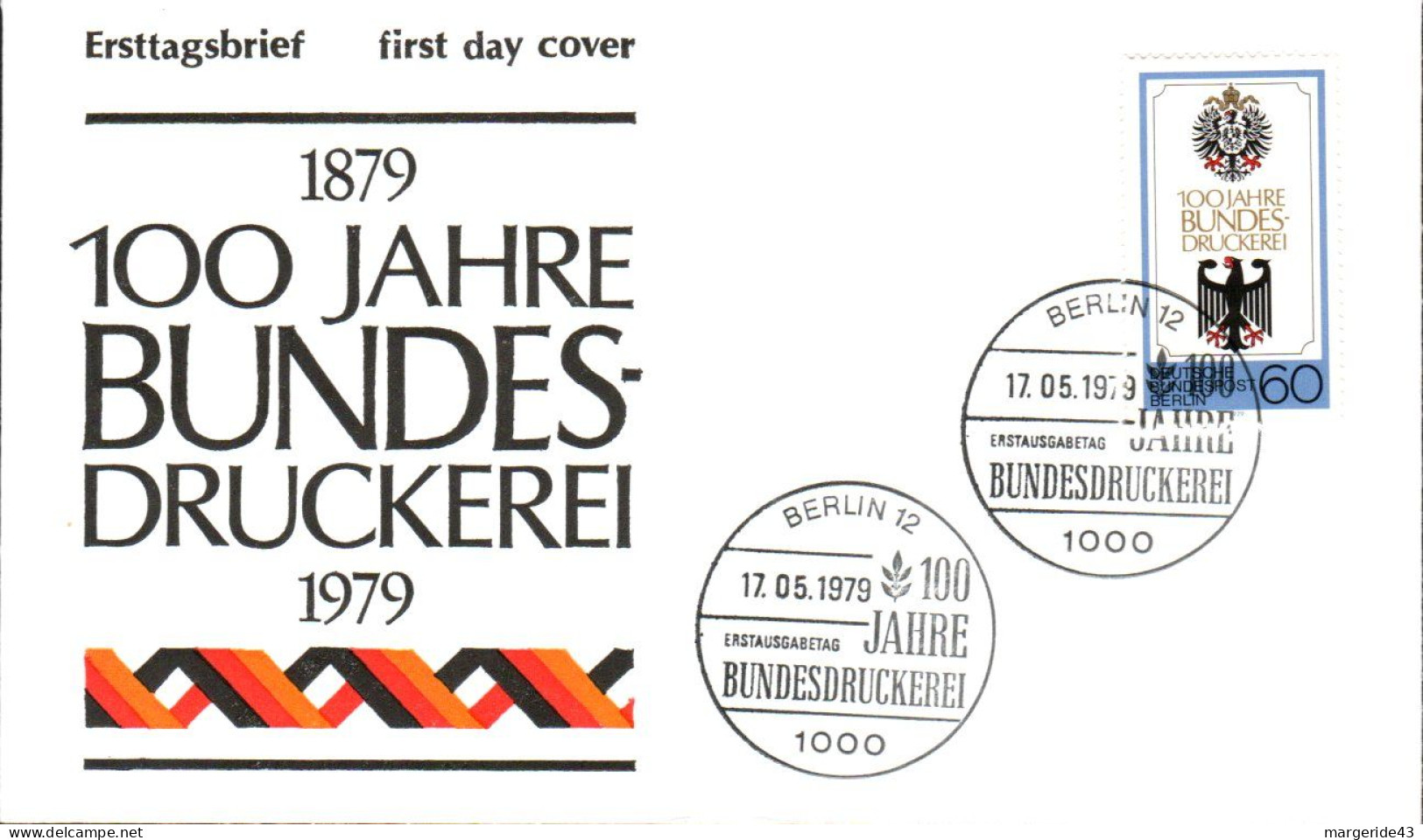 BERLIN FDC 1979 100  ANS IMPRIMERIE D'ETAT - 1971-1980