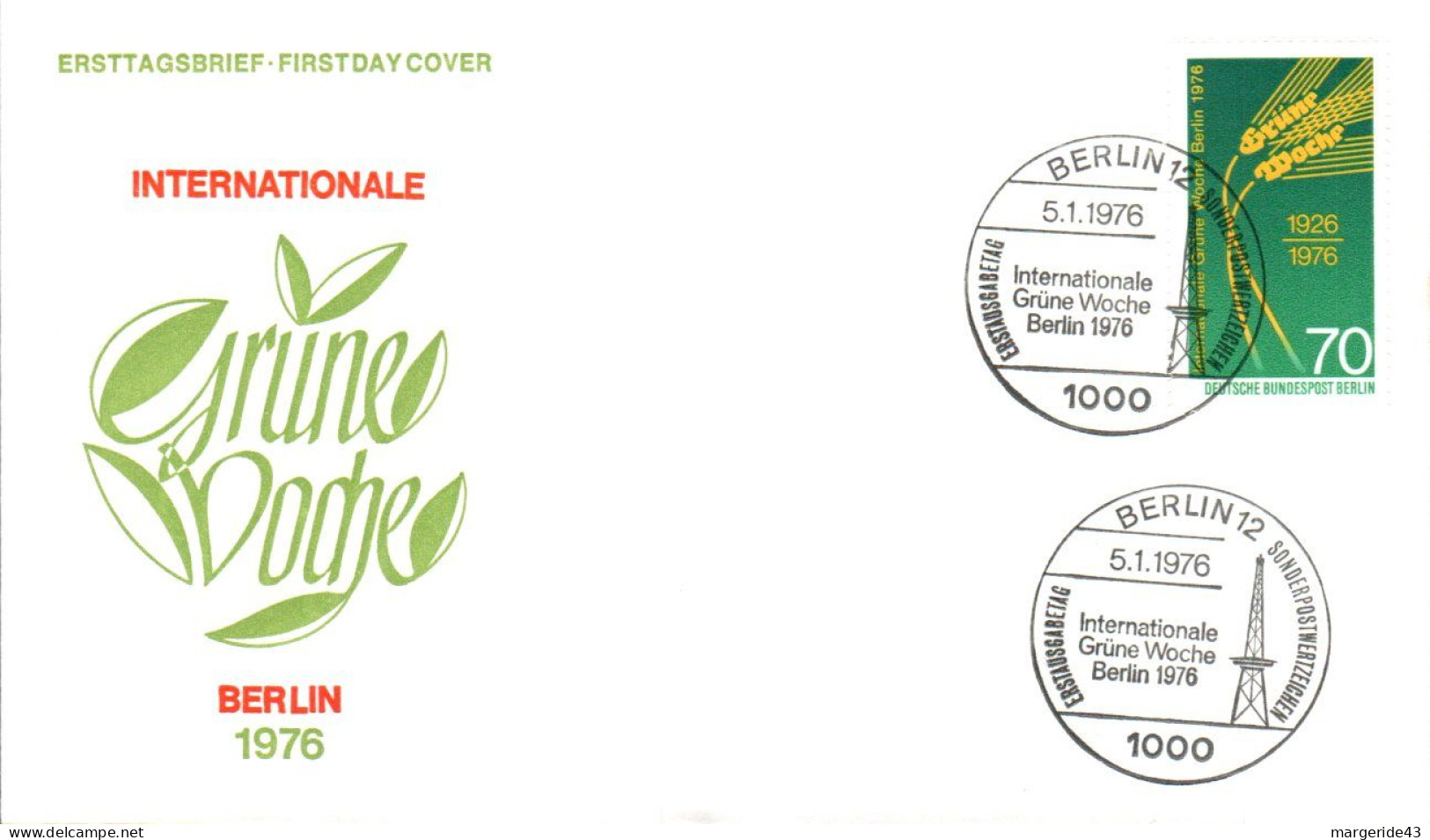 BERLIN FDC 1976 SEMAINE VERTE - 1971-1980