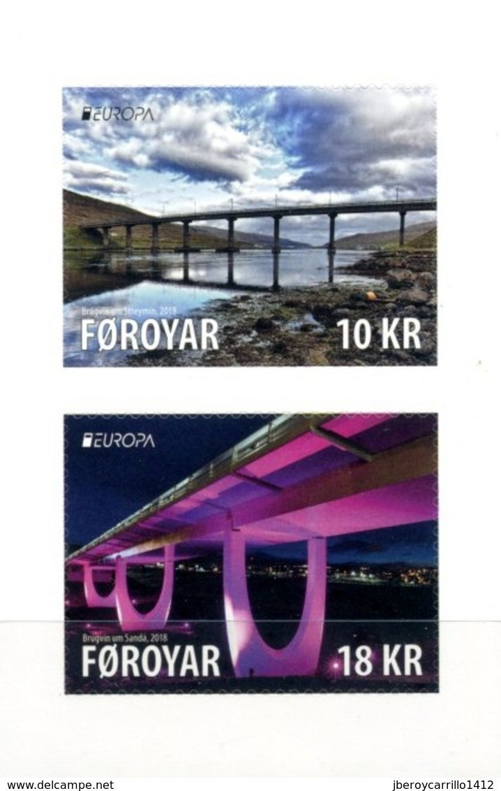 FEROE ISLANDS/ FAROE/ FÄRÖER/ FØROYAR - EUROPA 2018 - "PUENTES.- BRIDGES - BRÜCKEN - PONTS" - SERIE De 2 V, Tipo C - 2018