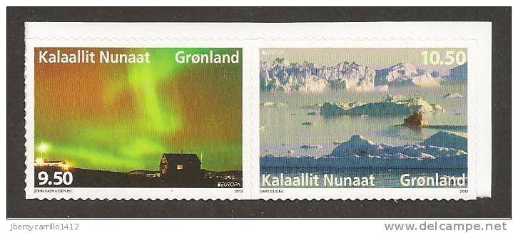 GROENLANDIA // GREENLAND -  EUROPA 2012 -TEMA ANUAL " VISITE GROENLANDIA ".- SERIE De 2 V. JUNTOS Del CARNET - 2012