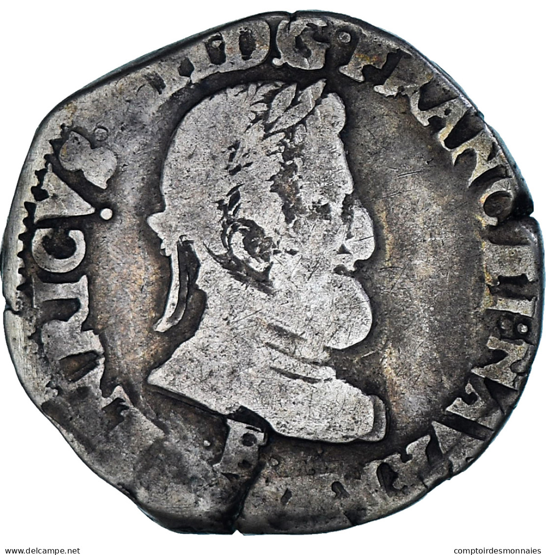 France, Henri IV, 1/2 Franc, Angers, TB, Argent, Gadoury:590 - 1589-1610 Henri IV Le Vert-Galant
