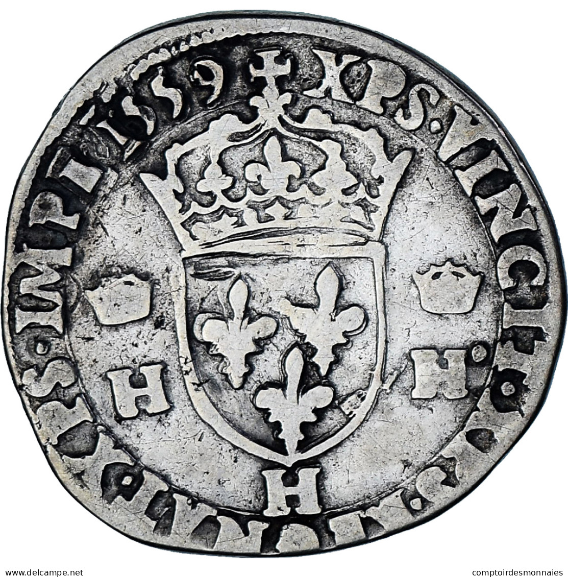 Monnaie, France, Henri II, Teston à La Tête Nue, 1559, La Rochelle, TB - 1547-1559 Henry II