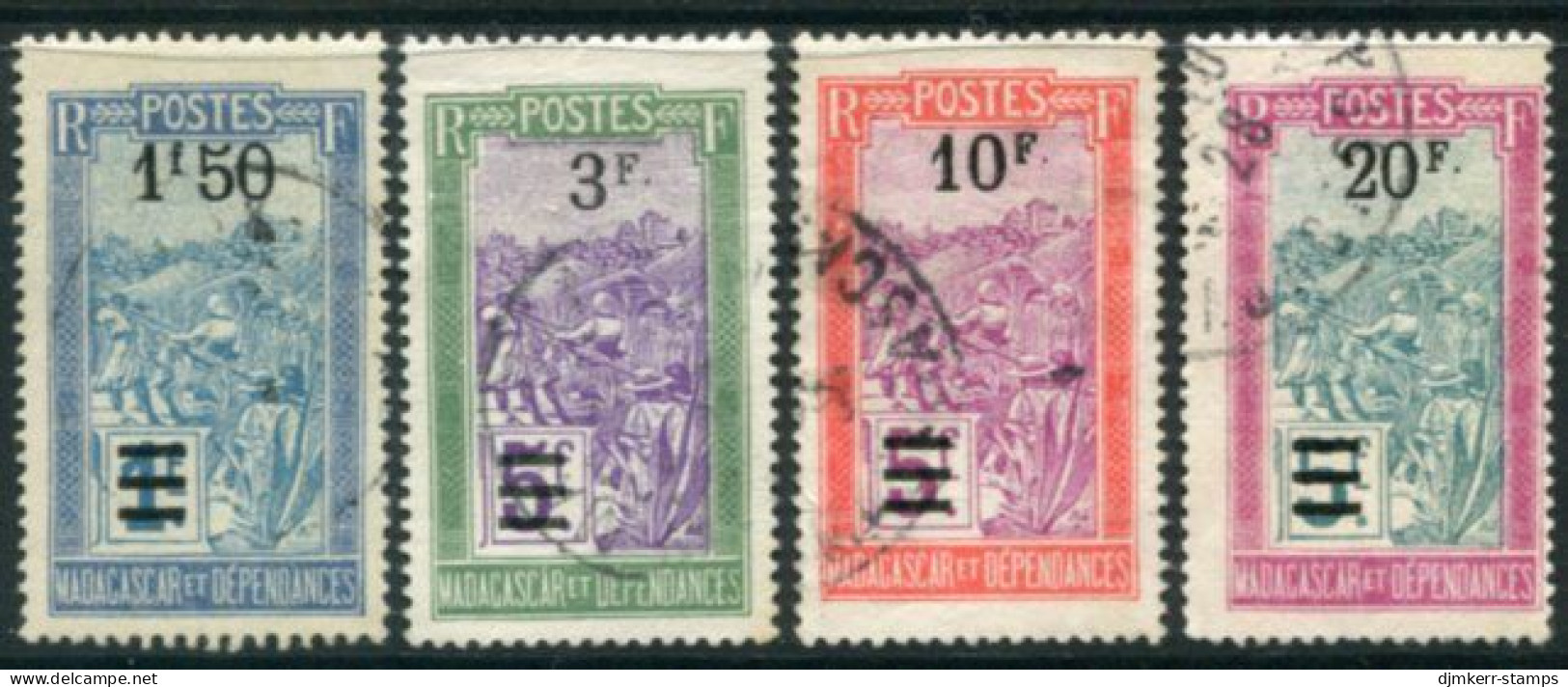 MADAGASCAR 1922 Surcharges 1.50 To 20 F,. Used.  Yv. 152-155 - Gebraucht