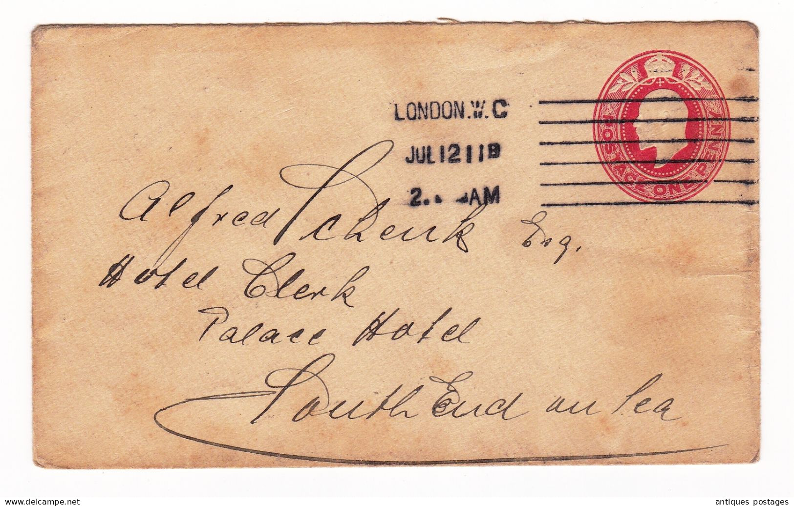 Embossed Postal Stationery London Londres England Southend-on-Sea King EDWARD VII One Penny - Stamped Stationery, Airletters & Aerogrammes