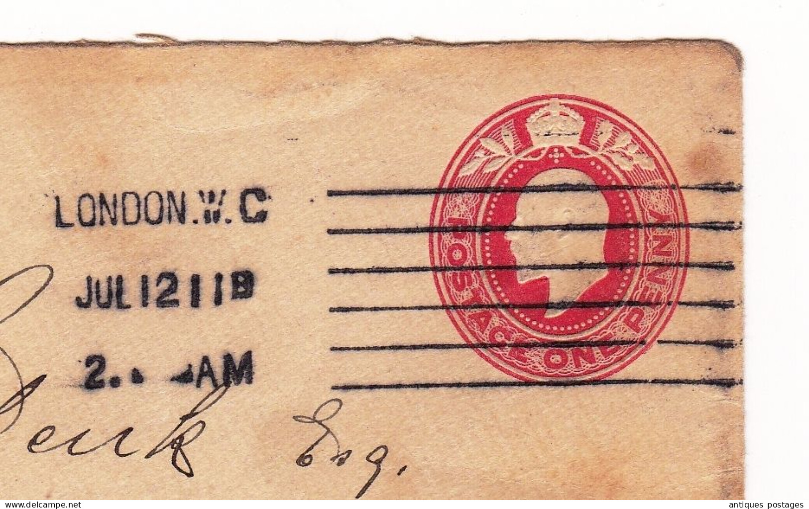 Embossed Postal Stationery London Londres England Southend-on-Sea King EDWARD VII One Penny - Stamped Stationery, Airletters & Aerogrammes