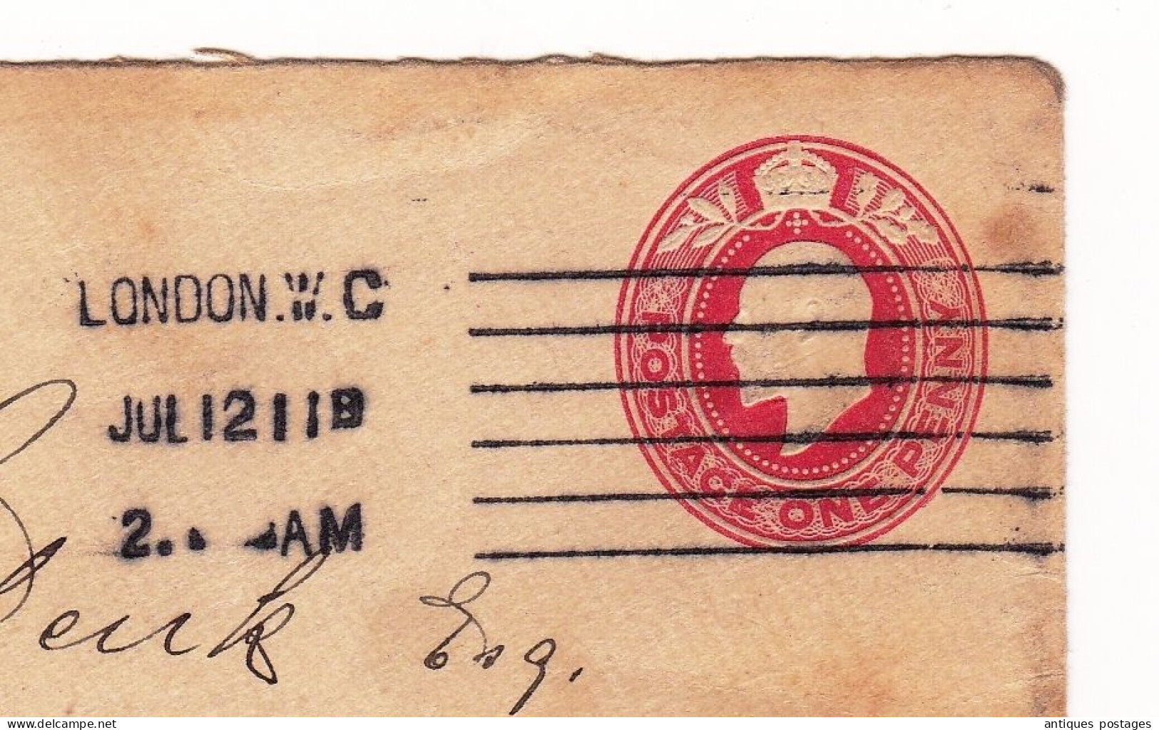 Embossed Postal Stationery London Londres England Southend-on-Sea King EDWARD VII One Penny - Postwaardestukken