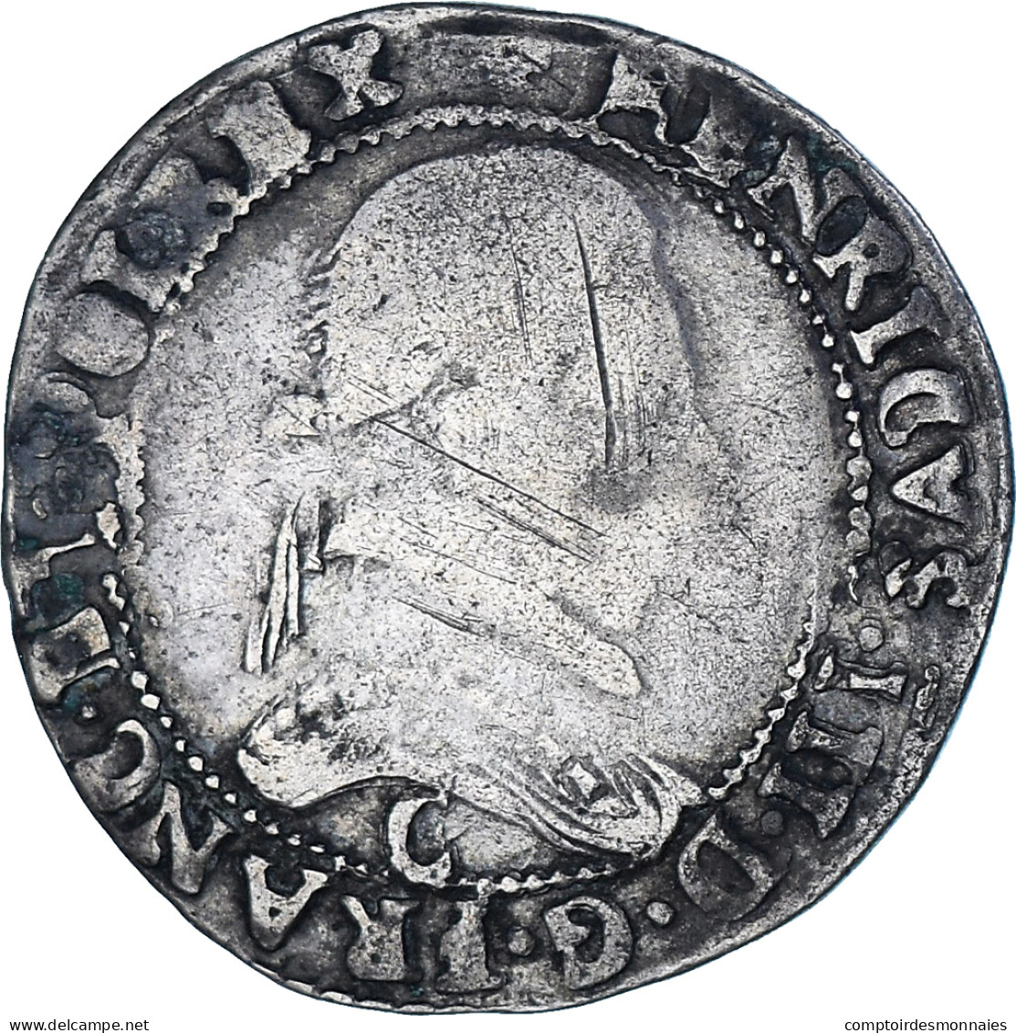 France, Henri III, 1/2 Franc Au Col Plat, 1581, Poitiers, TB+, Argent - 1574-1589 Enrico III