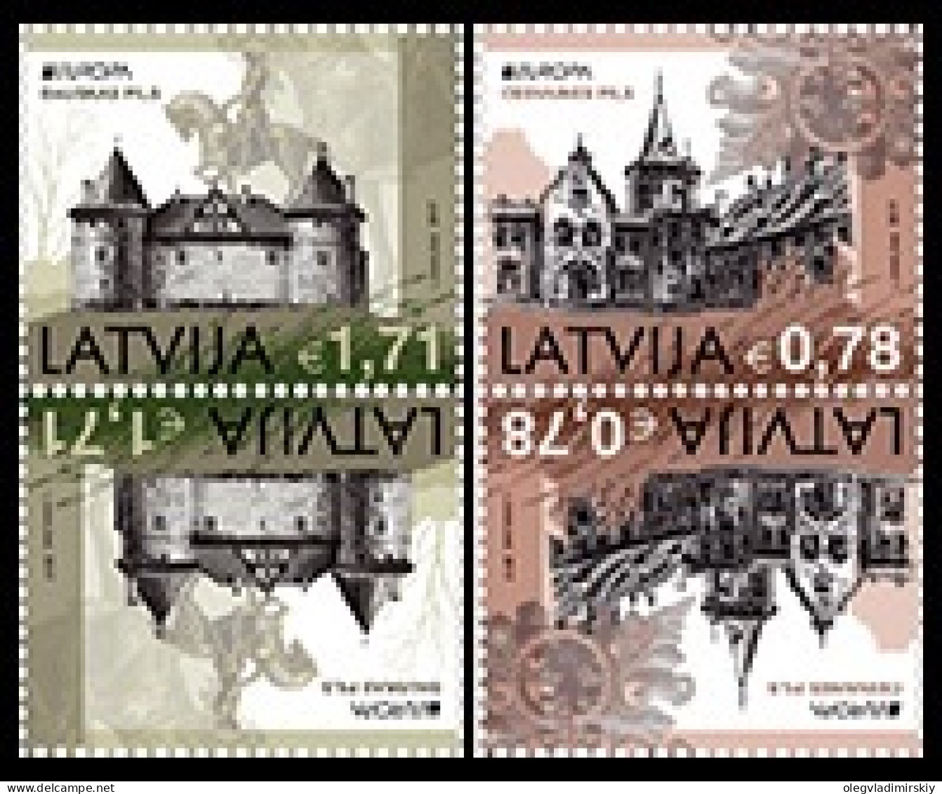 Latvia Lettland Lettonie 2017 Europa CEPT Castles And Fortresses Set Of 2 Tete-beshes Mint - 2017
