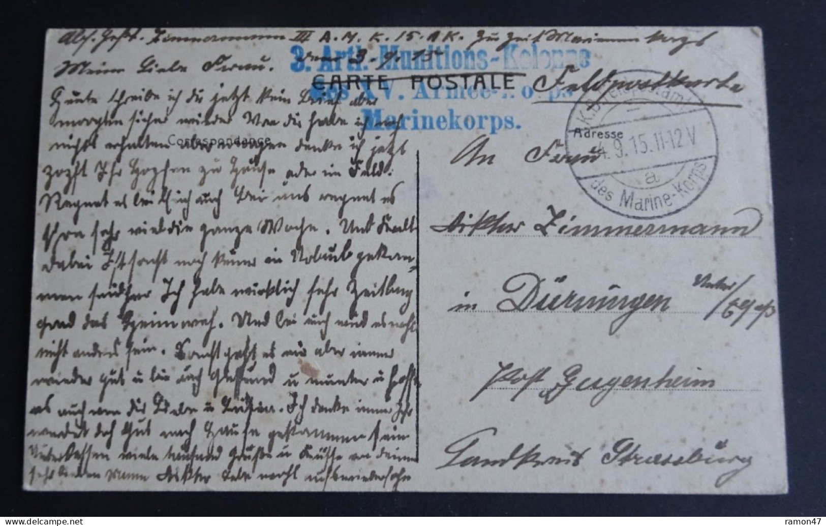 Jabbeke - Einde Van Het Dorp - Feldpostkarte (Stempel K.B. Feldpostamt Des Marine-Korps - 3. Artl-Munitions-Kolonne ...) - Jabbeke