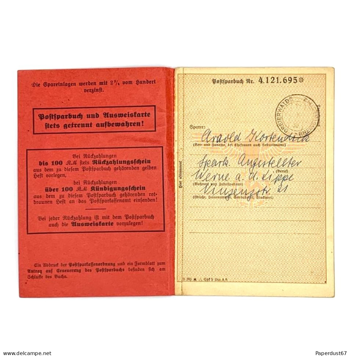 Deutsches Reich Postsparbuch 1939-1943 Original German Document - 1939-45