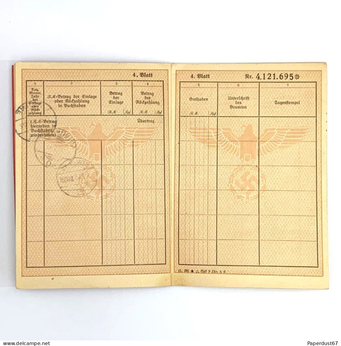 Deutsches Reich Postsparbuch 1939-1943 Original German Document