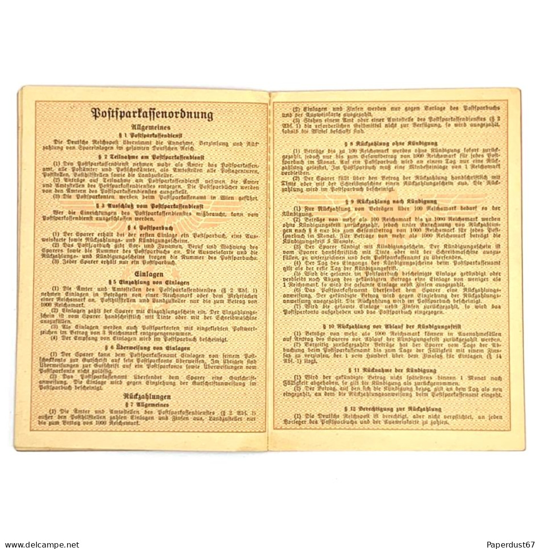 Deutsches Reich Postsparbuch 1939-1943 Original German Document