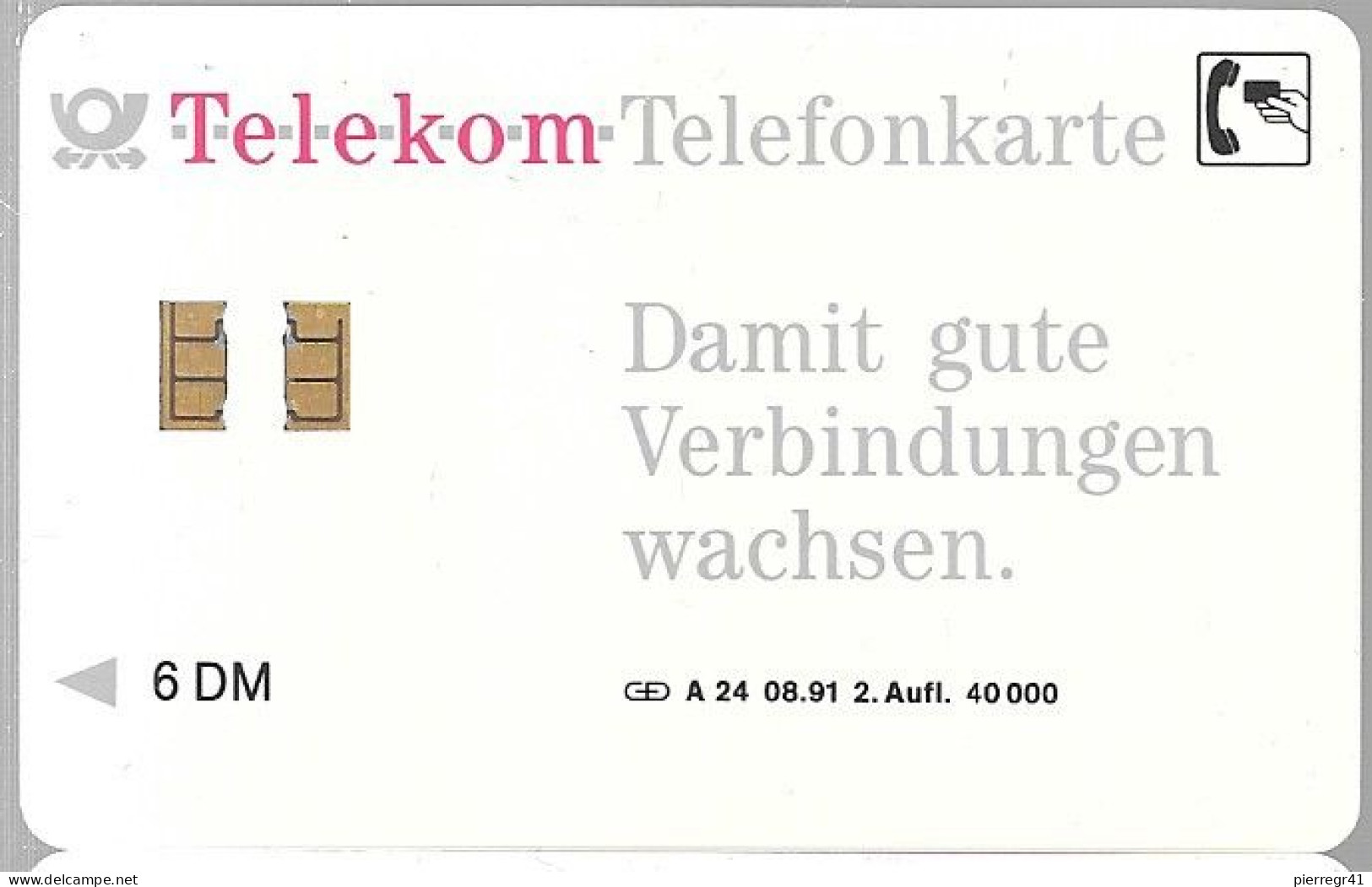 CARTE-PUCE-1991-ALLEMAGNE-6 DM-A24-08/91-40000Ex-TBE/RARE - A + AD-Reeks :  Advertenties Van D. Telekom AG