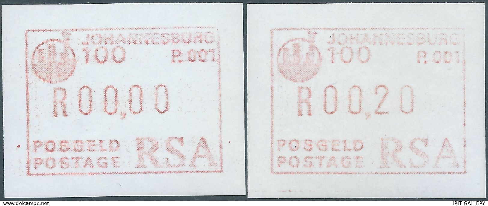 SOUTH AFRICA-AFRIQUE DU SUD-SUD AFRICA,JOHANNESBURG 1986-1987 TWO Frame Label Stamp(RSA)SIMPLE CARD,MNH - Nuovi