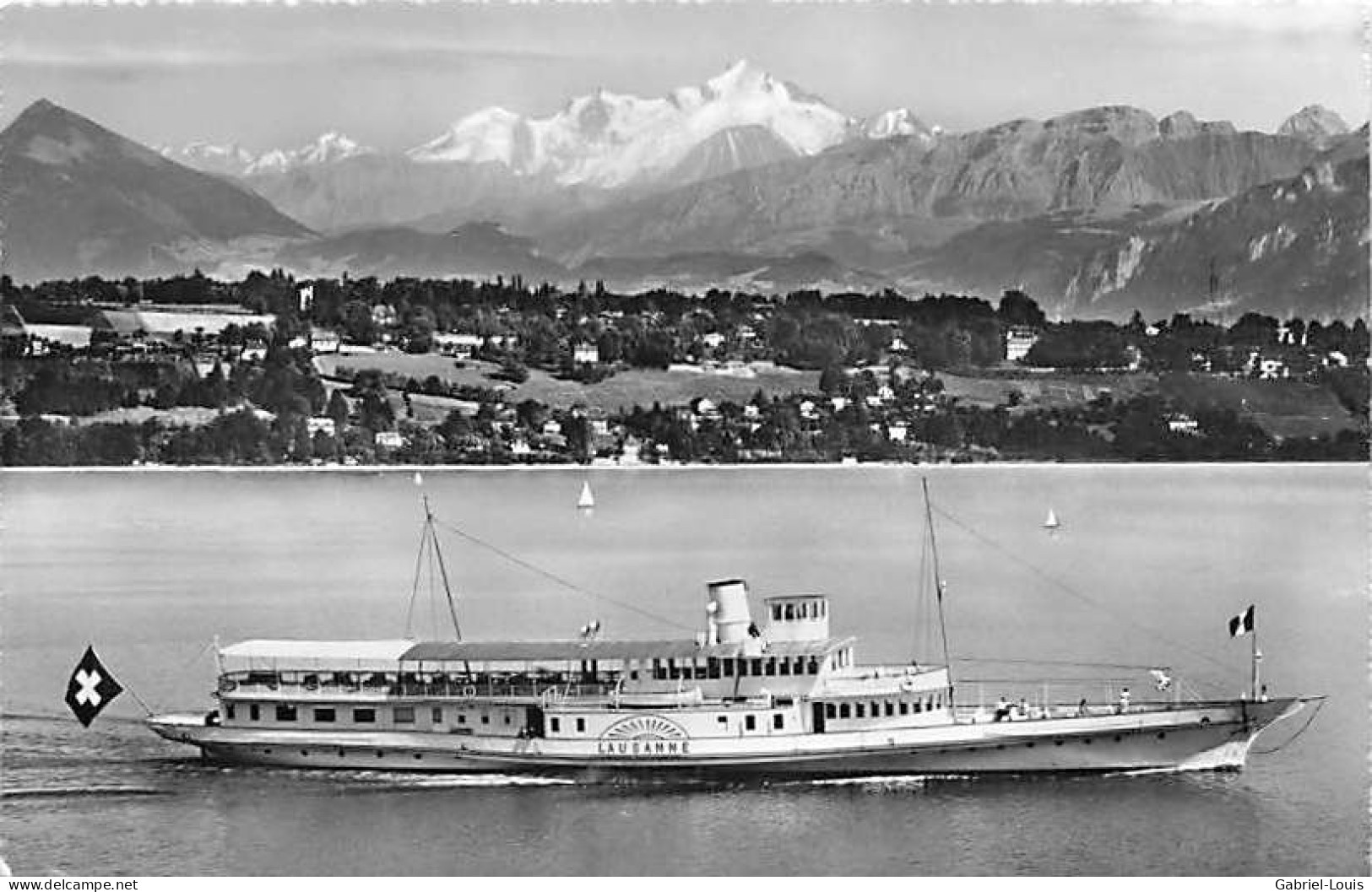 Genève Le Mont-Blanc Vu Depuis Chambésy Bateau à Vapeur - Steamer - Dampfschiff Lausanne - Pregny-Chambésy