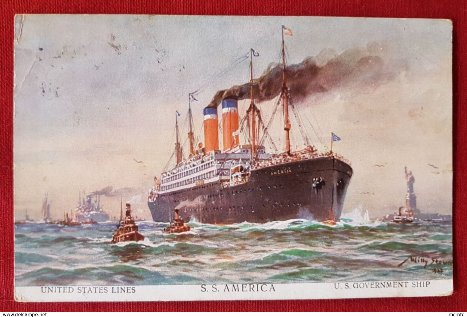 CPA  - Illustrateurs Stoewer, Willy - Bateau, Paquebot - United States Lines - S.S America - U.S. Government Ship - Stöwer, Willy