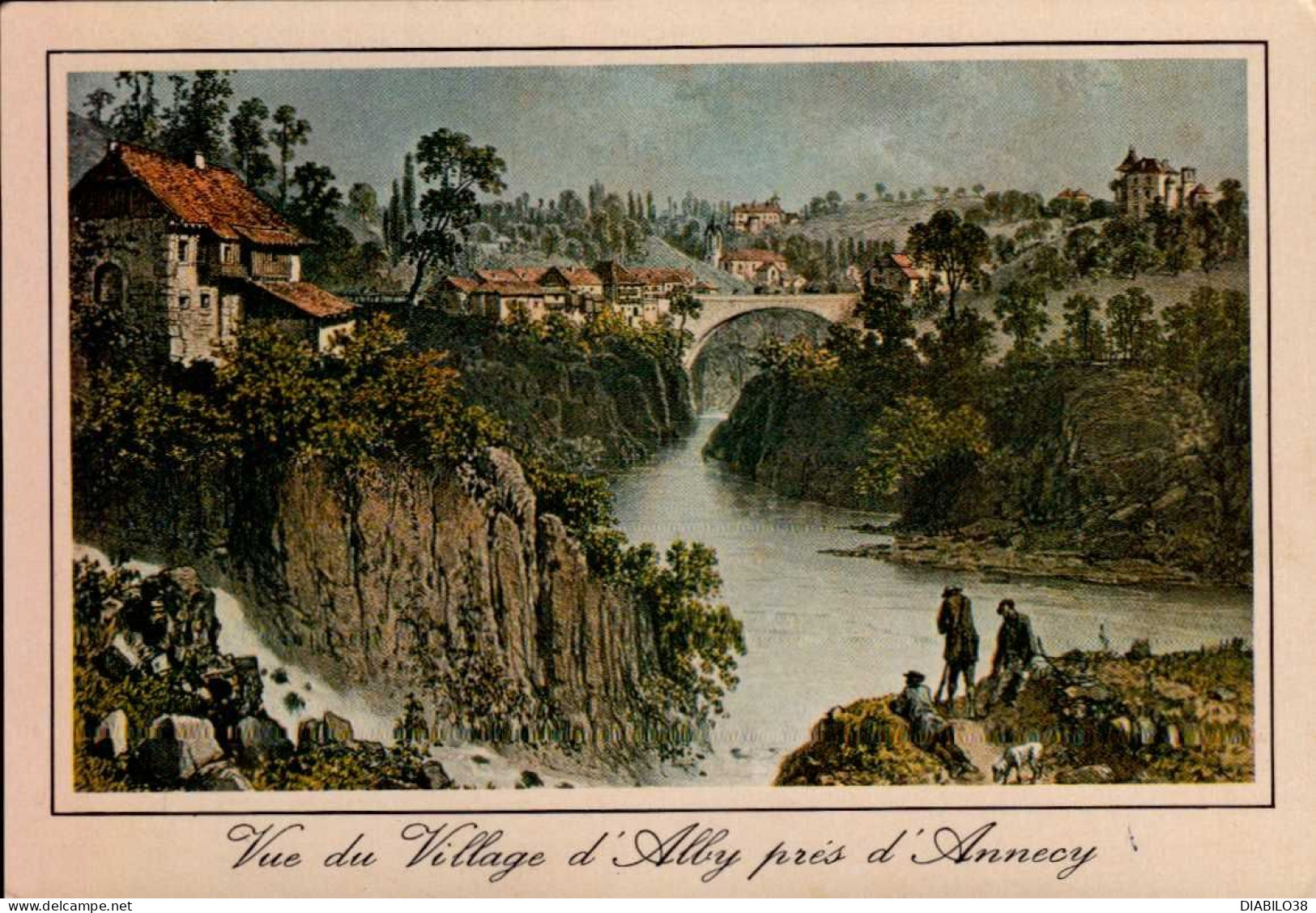 ALBY PRES D ' ANNECY    ( HAUTE-SAVOIE )    LITHOGRAPHIE DU 19 ° SIECLE . VUE DU VILLAGE D ' ALBY - Alby-sur-Cheran