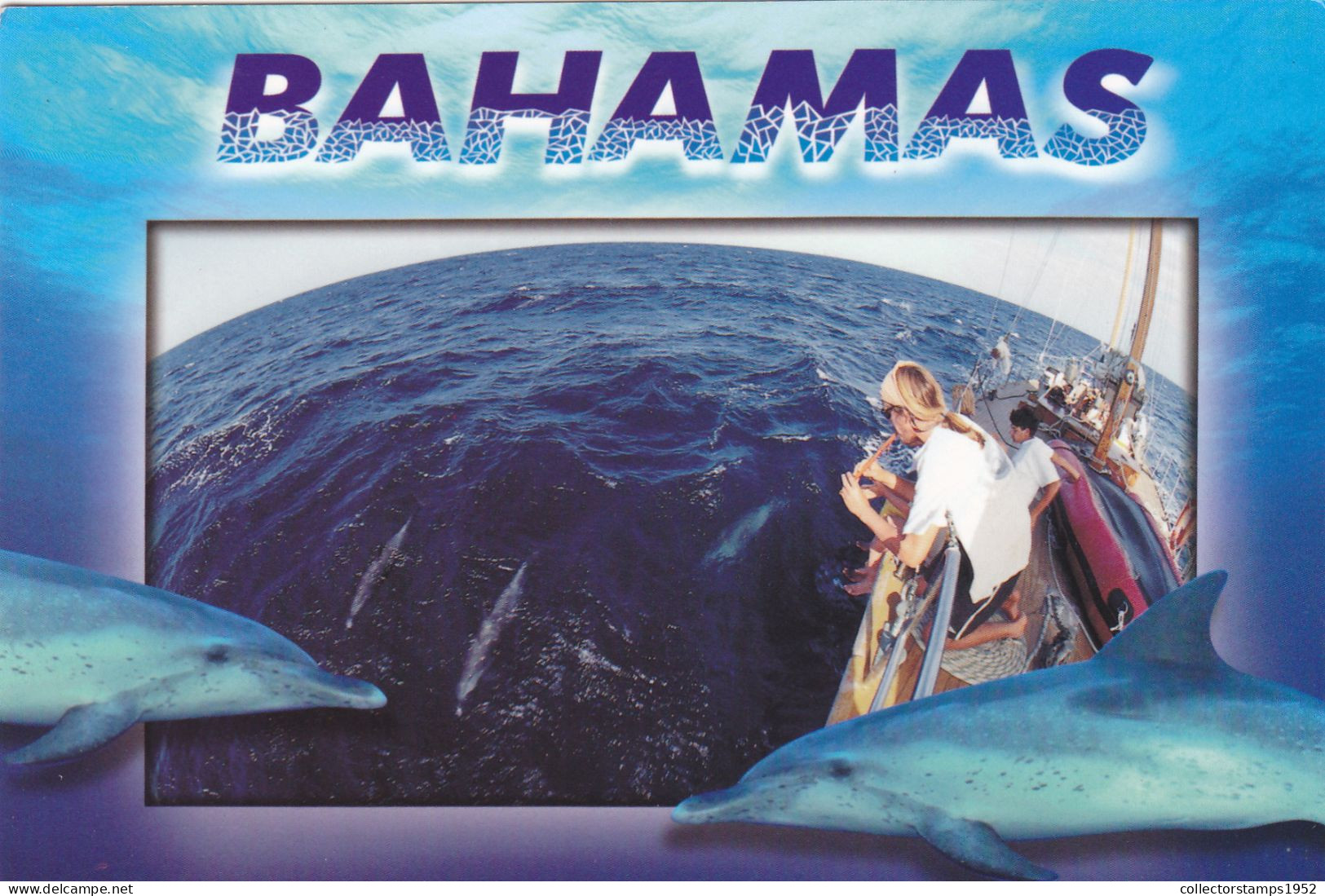 CPA - ”DOLPHINS”, FRIENDLY DOLPHINS ESCORT A PASSING SHIP IN THE TURQUOISE WATERS, BAHAMAS - AMERICA - Bahamas