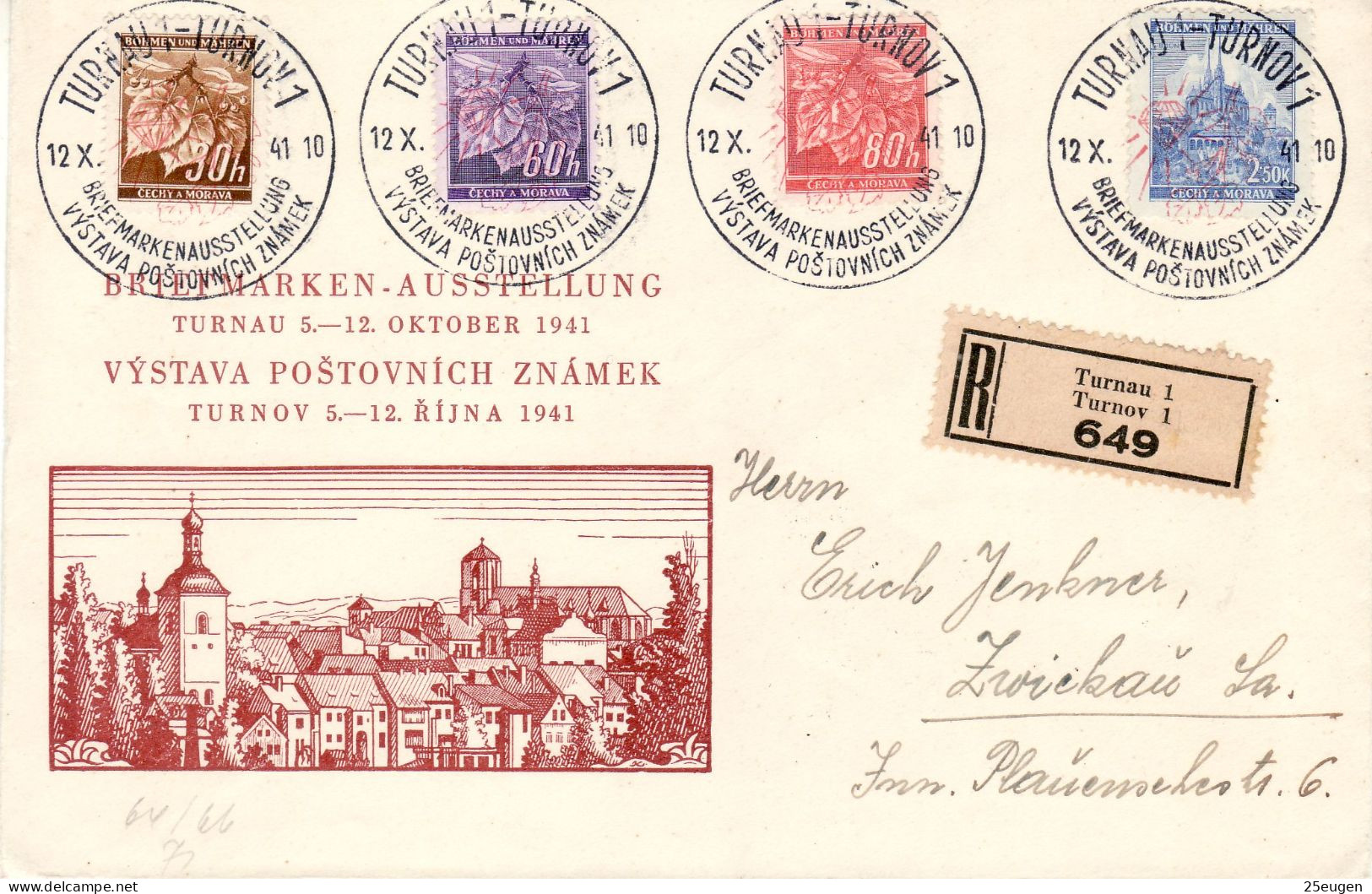 BOHEMIA & MORAVIA 1941 R - LETTER SENT FROM TURNOV TO ZWICKAU - Briefe U. Dokumente