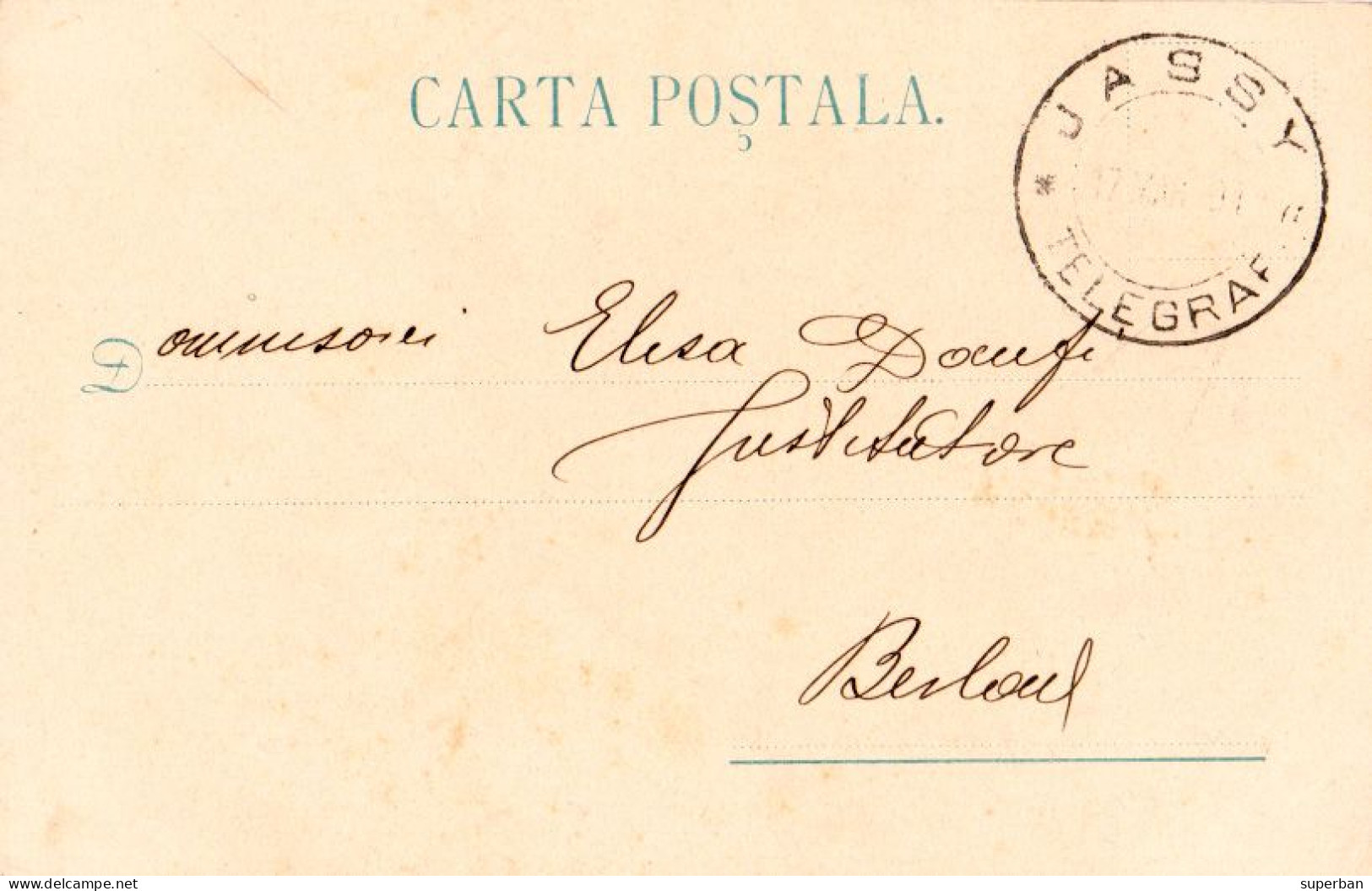 IASI : "AMINTIRI DIN JASSY" - CARTE POSTALA CIRCULATA La BERLAD La 16/3 Martie 1901 Cu STAMPILA JASSY / TELEGRAF (am345) - Marcophilie