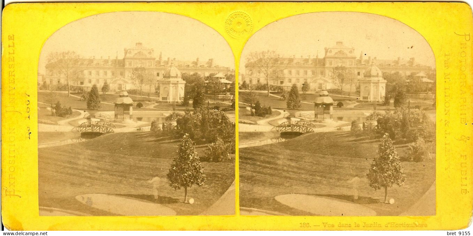 PHOTO STEREOSCOPIQUE EXPOSITION UNIVERSELLE PARIS 1867 LE JARDIN D HORTICULTURE PHOTOGRAPHIE PUBLIEE PAR LEON ET LEVY - Photos Stéréoscopiques