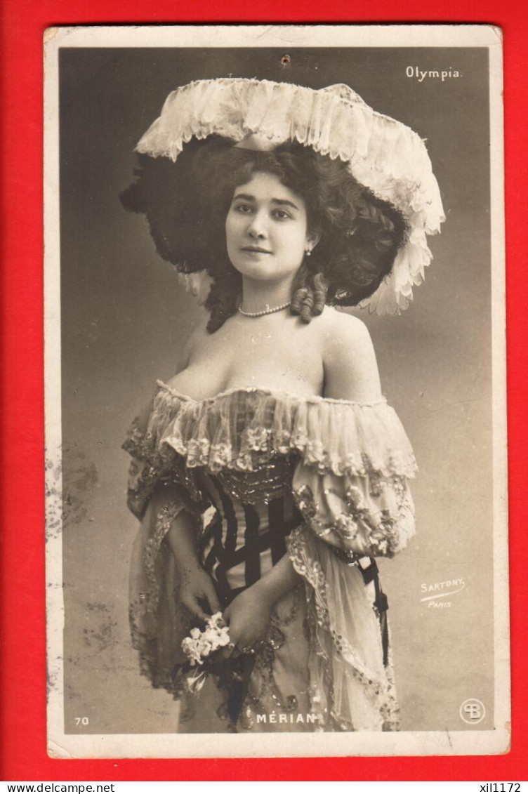 ZWT-19  Olympia   Actrice Mérian.   Dos Simple, Circ. De France Vers La Suisse 1905 - Cabarets