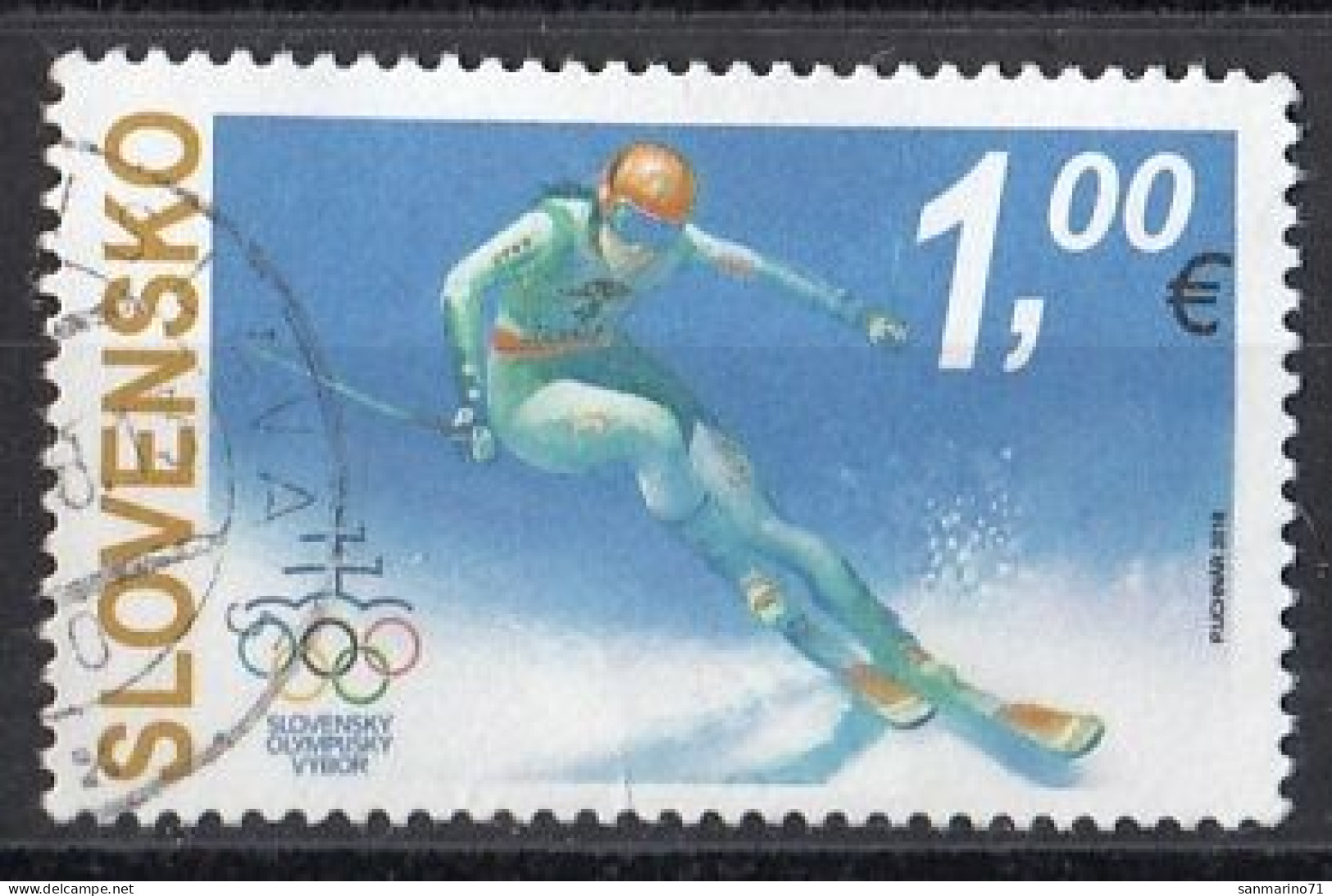 SLOVAKIA 836,used,falc Hinged - Hiver 2018 : Pyeongchang