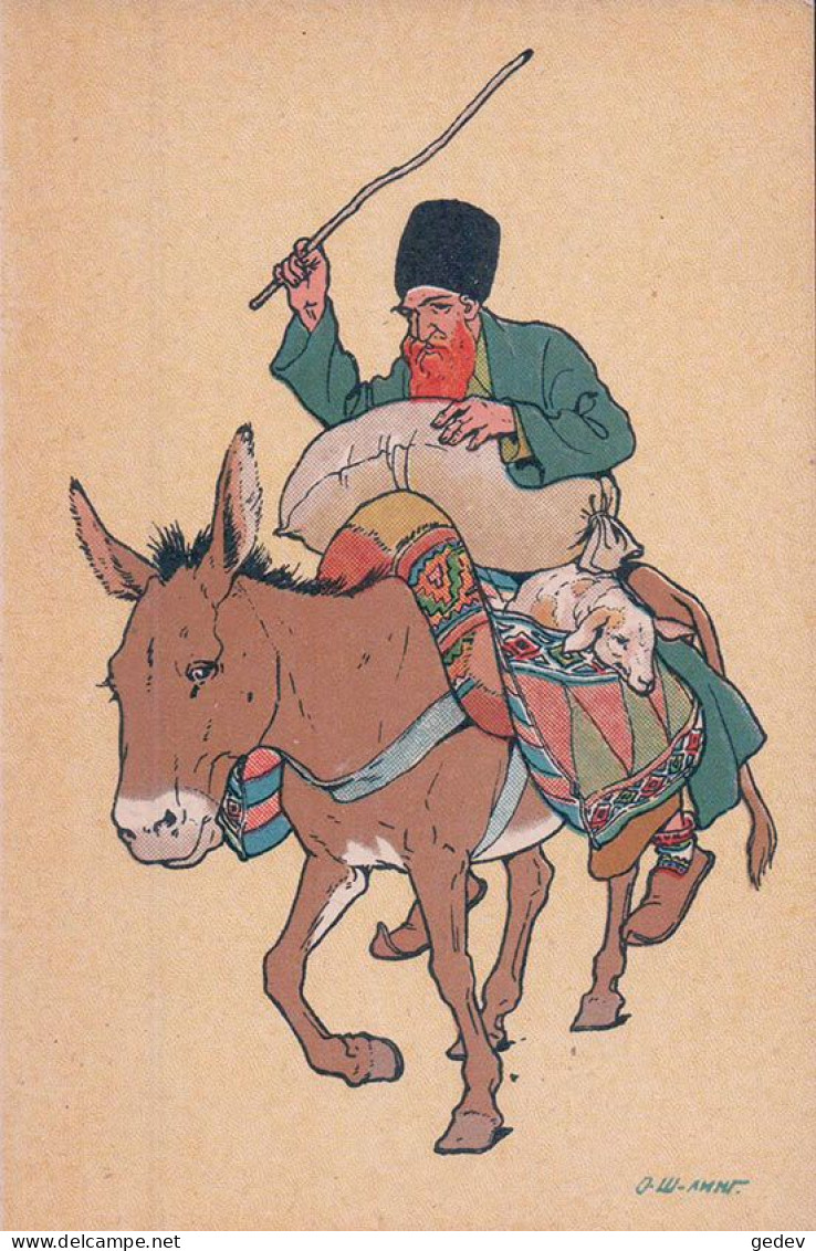 Russie, Azerbaïdjan, Ane Et Personnages Par Illustrateur, Litho (998) - Azerbaiyan