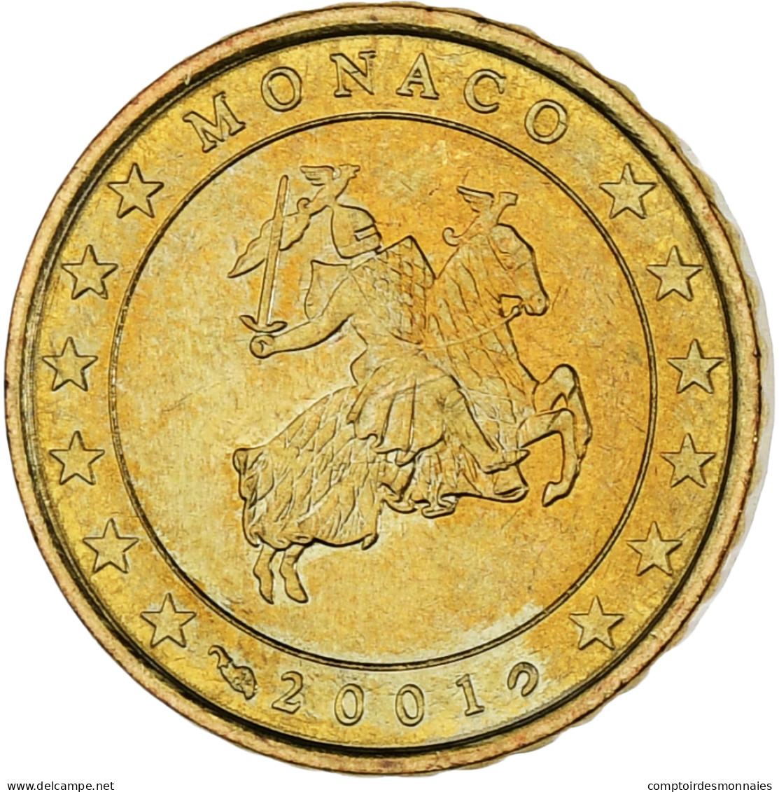 Monaco, Rainier III, 10 Euro Cent, 2001, Paris, SPL, Laiton, Gadoury:MC175 - Monaco