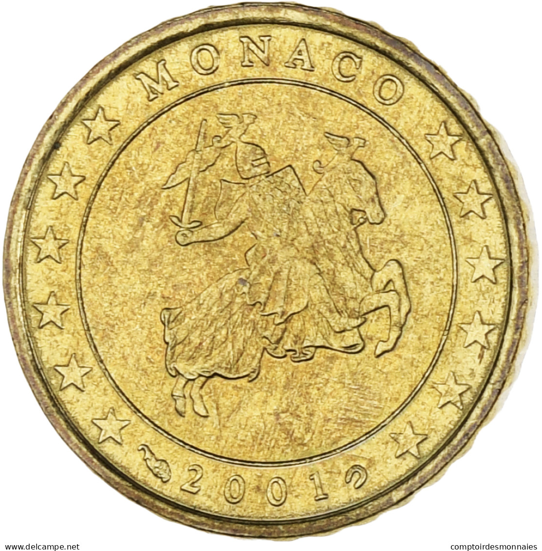 Monaco, Rainier III, 10 Euro Cent, 2001, Paris, SUP, Laiton, Gadoury:MC175 - Monaco