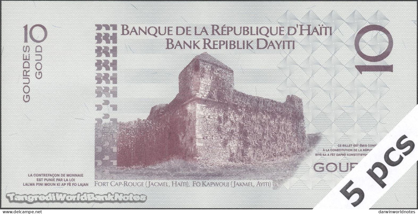 DWN - HAITI P.272h - 10 Gourdes 2004 (2016) UNC Hybrid Substrate - Various Prefixes - DEALERS LOT X 5 - Haïti