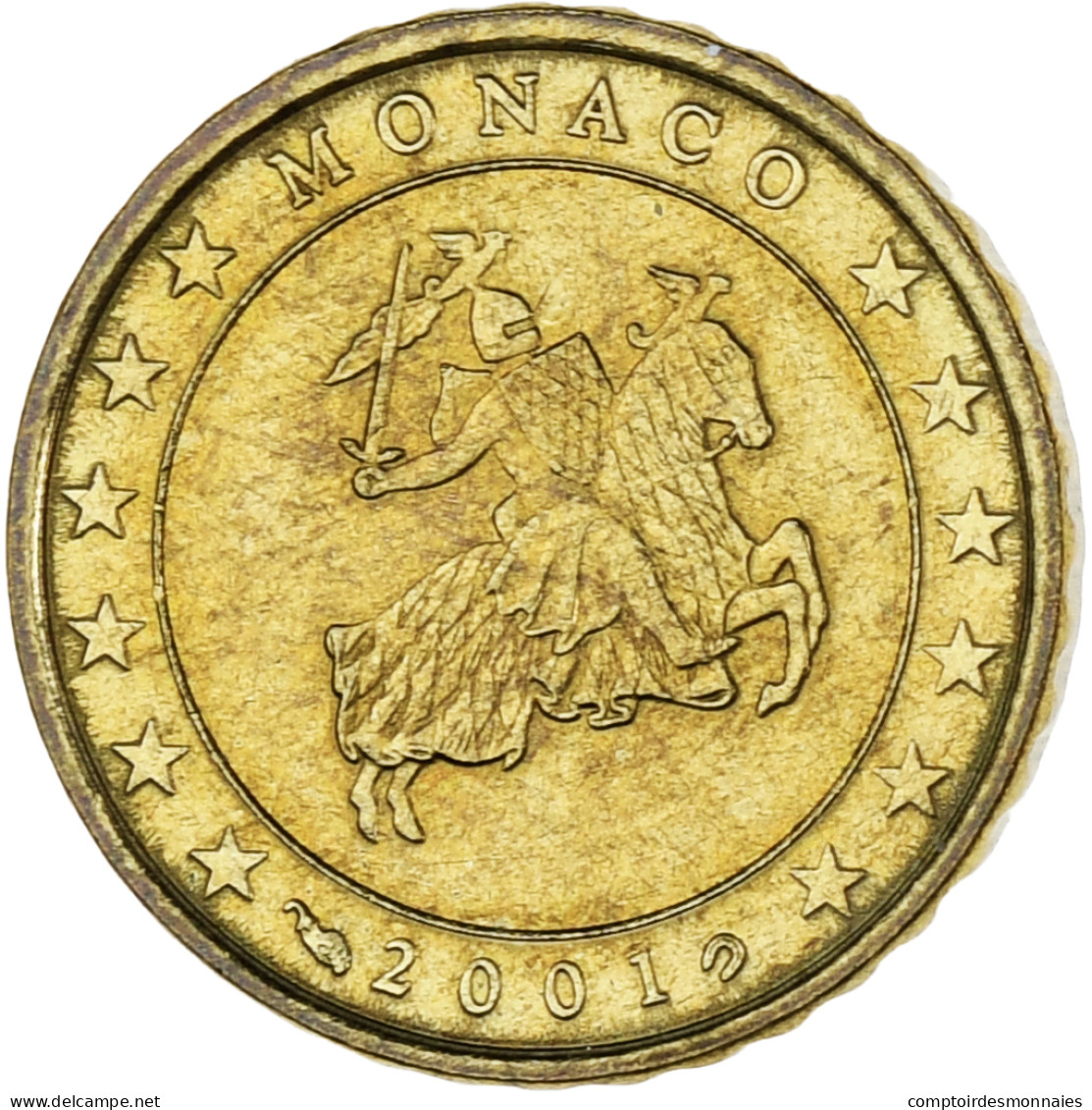 Monaco, Rainier III, 10 Euro Cent, 2001, Paris, SUP, Laiton, Gadoury:MC175 - Monaco