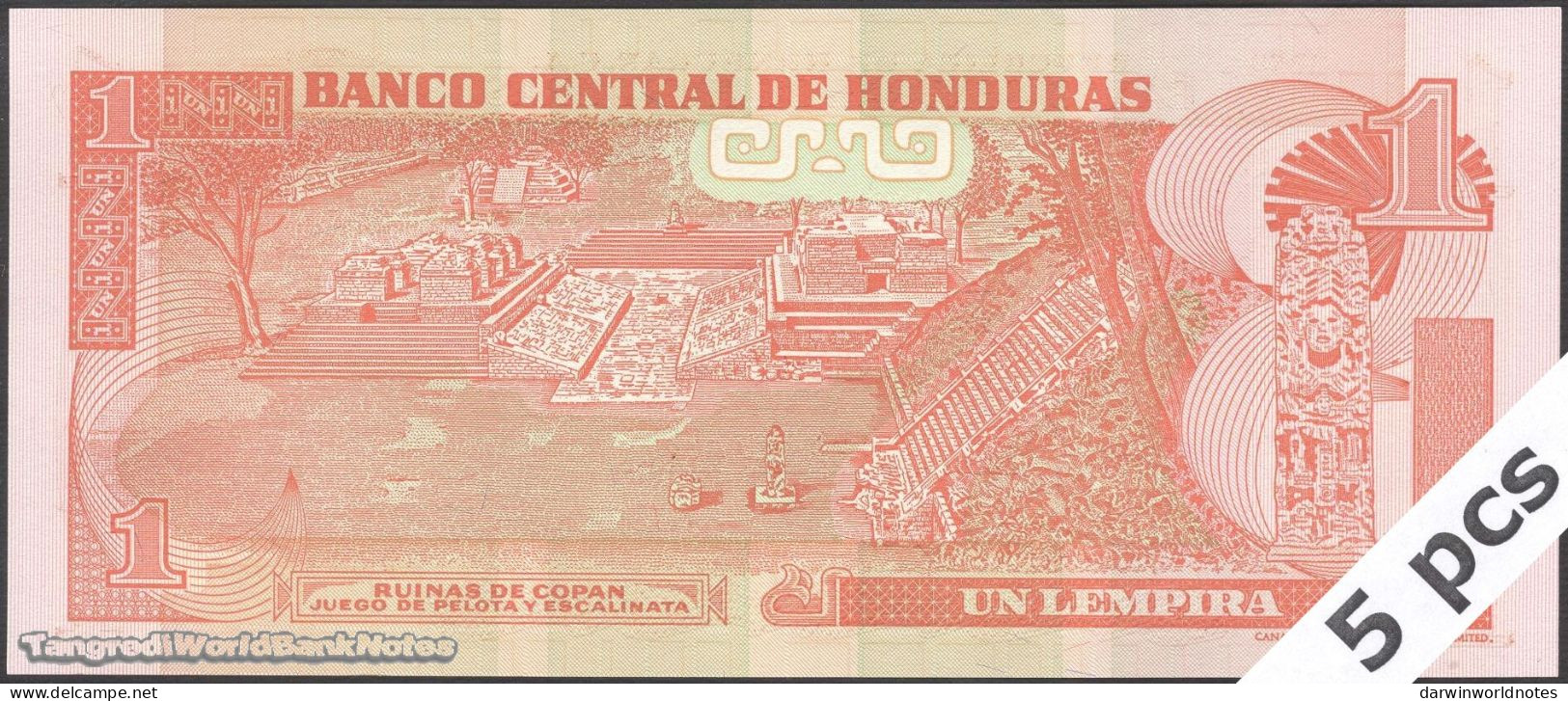 DWN - HONDURAS P.84e - 1 Lempira 2006 UNC - Various Prefixes - DEALERS LOT X 5 - Honduras