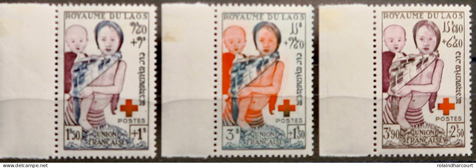 R2253/575 - 1953 - LAOS - CROIX ROUGE - SERIE COMPLETE - N°25 à 27 NEUFS* BdF - Laos