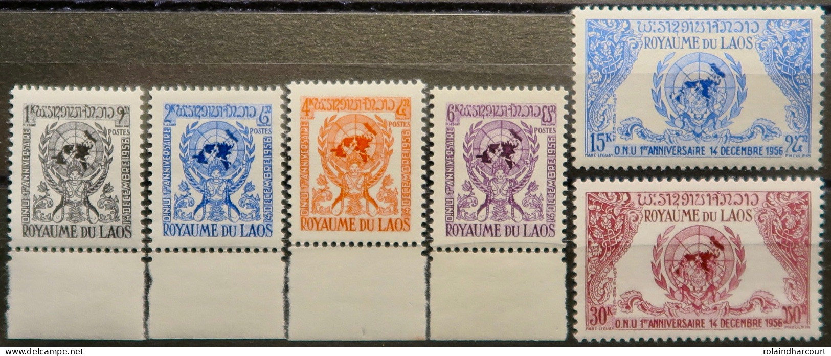 R2253/581 - 1956 - LAOS - SERIE COMPLETE - N°33 à 36 NEUFS* BdF + N°22 à 23 NEUFS** POSTE AERIENNE - Laos