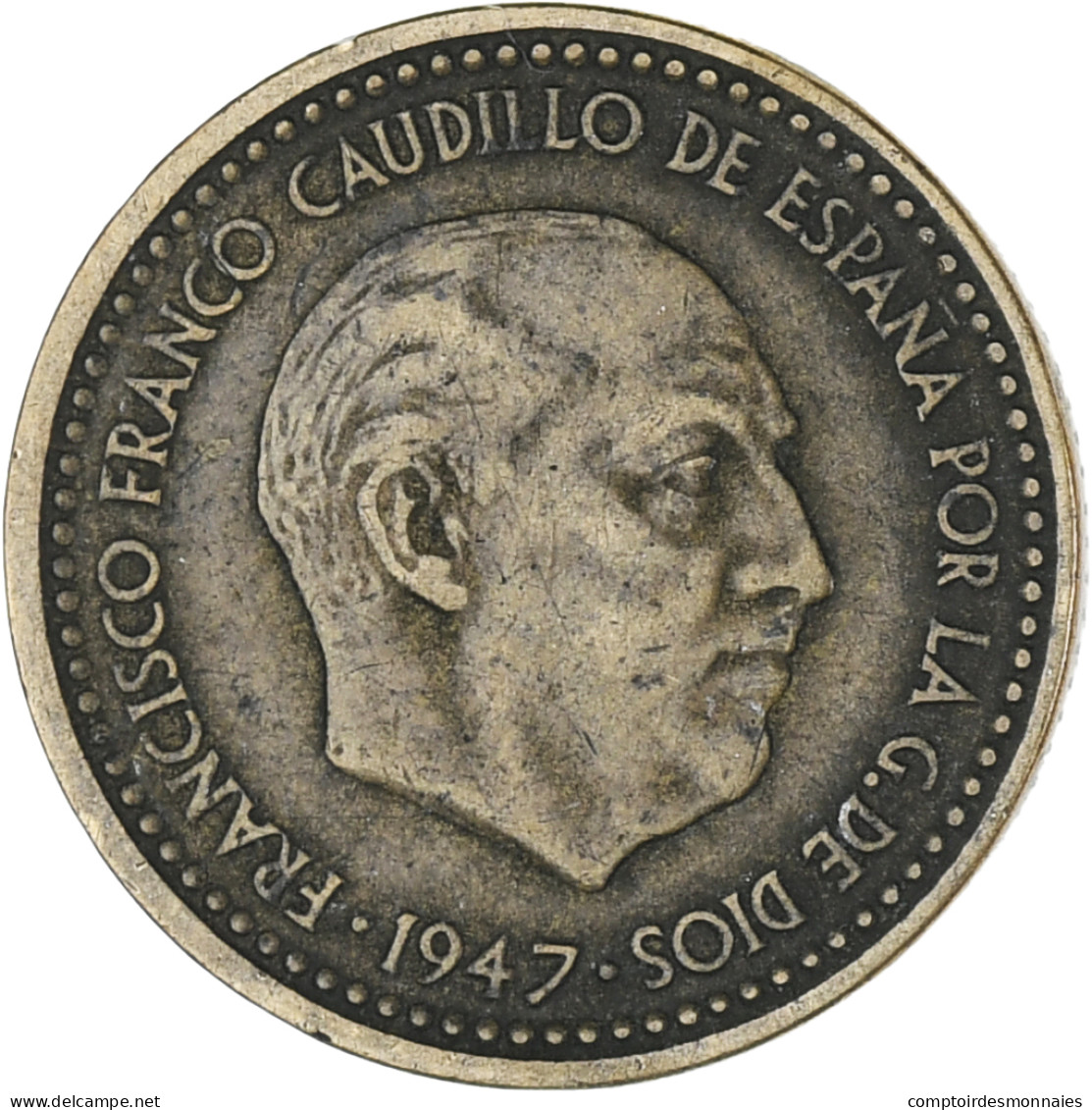 Monnaie, Espagne, Peseta, Undated (1947), TTB, Bronze-Aluminium - 1 Peseta