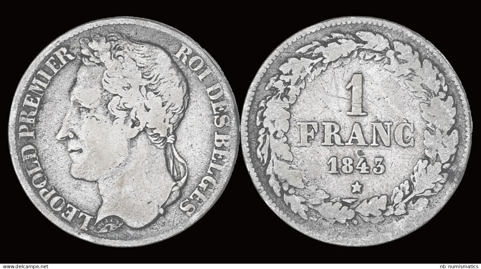 Belgium Leopold I 1 Frank 1843 - 1 Frank