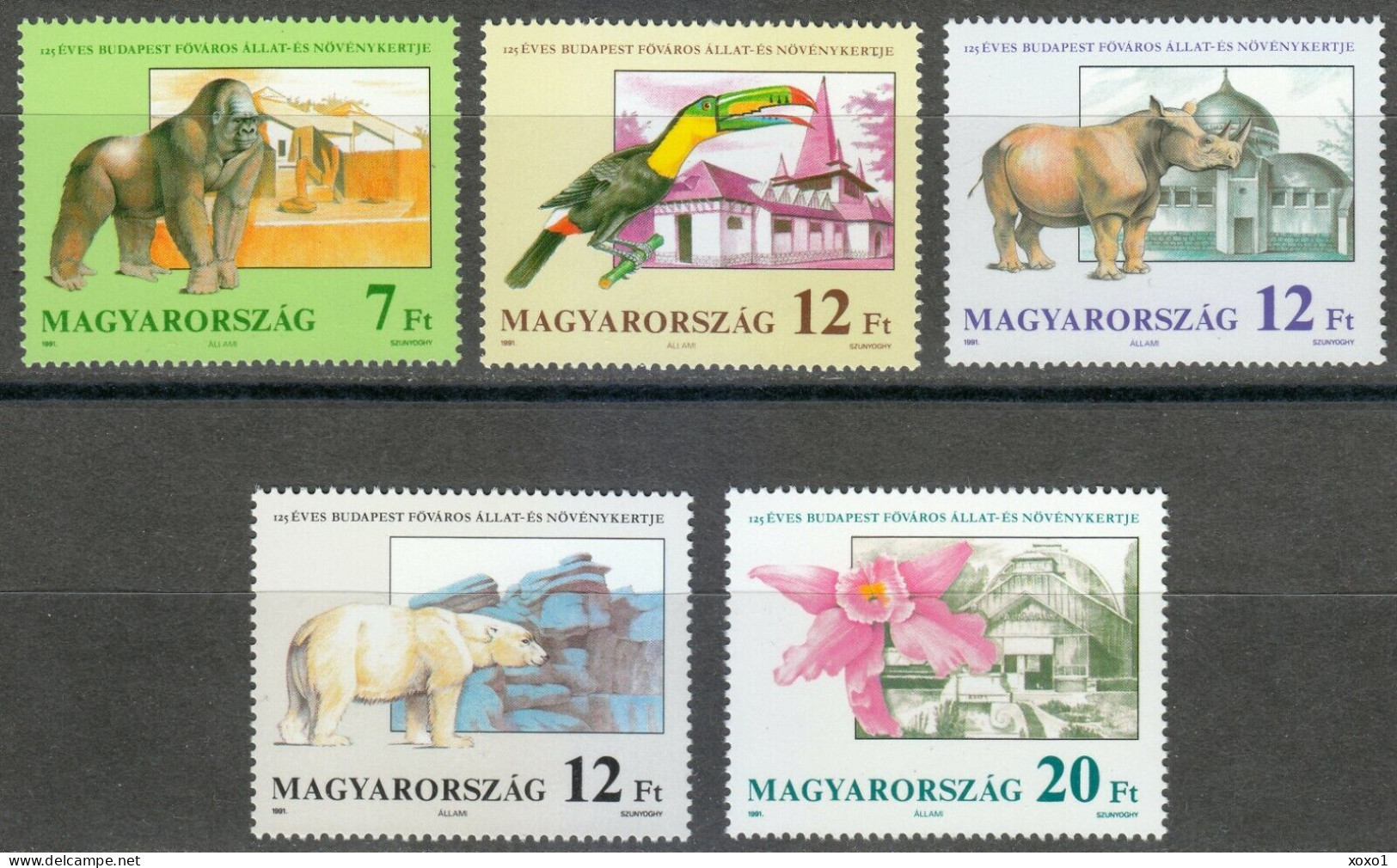 Hungary 1991 MiNr. 4136 - 4140 Ungarn ZOO, Birds, Mammals, Flowers 5v MNH**  4.40 € - Gorilas