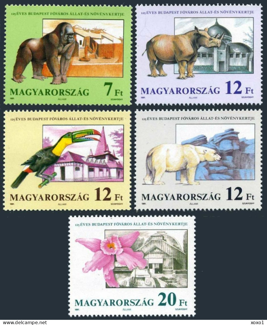 Hungary 1991 MiNr. 4136 - 4140 Ungarn ZOO, Birds, Mammals, Flowers 5v MNH**  4.40 € - Gorilas