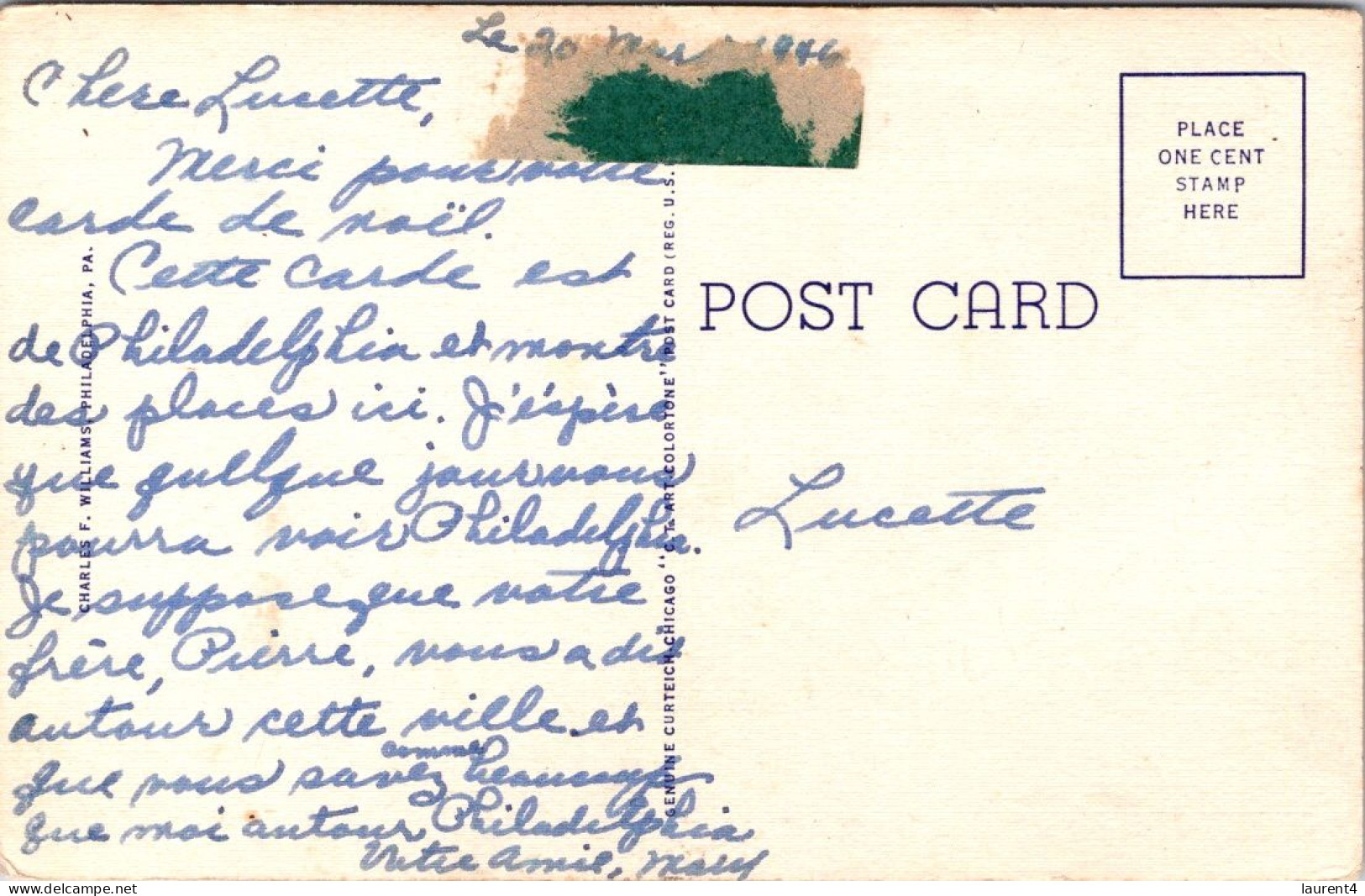 6-9-2023 (4 T 24) USA (old) Greetings From Philadelphia (dated 1946) - Philadelphia