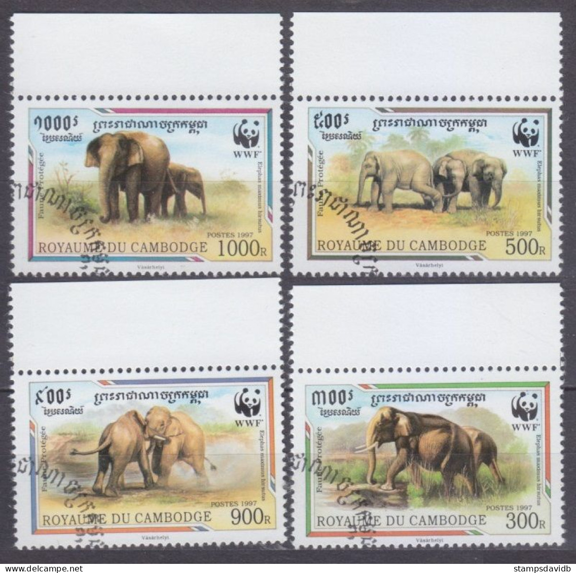 1997 Cambodia  1680-1683 Used WWF / Elephants - Oblitérés