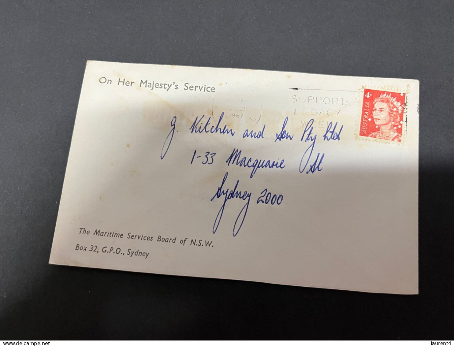 6-9-2023 (4 T 25) Australia - Maritime Service Board Of NSW - 1967 Letter With Puncture Stamp - Brieven En Documenten