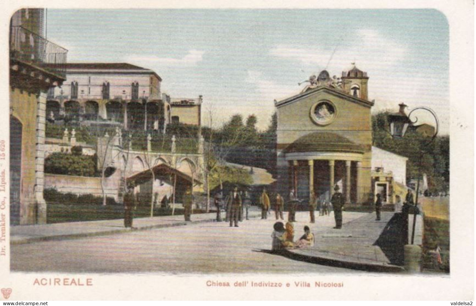 ACIREALE - CATANIA - CHIESA DELL'INDIVIZZO E VILLA NICOLOSI -BELLA ANIMAZIONE - 1900 CIRCA - Acireale