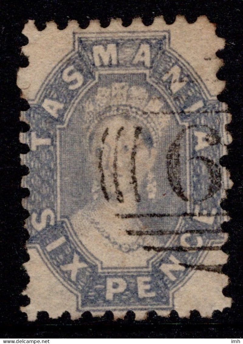 1863-71 Tasmania SG 64 6d Grey Violet VFU  Cat. £25.00 - Usados