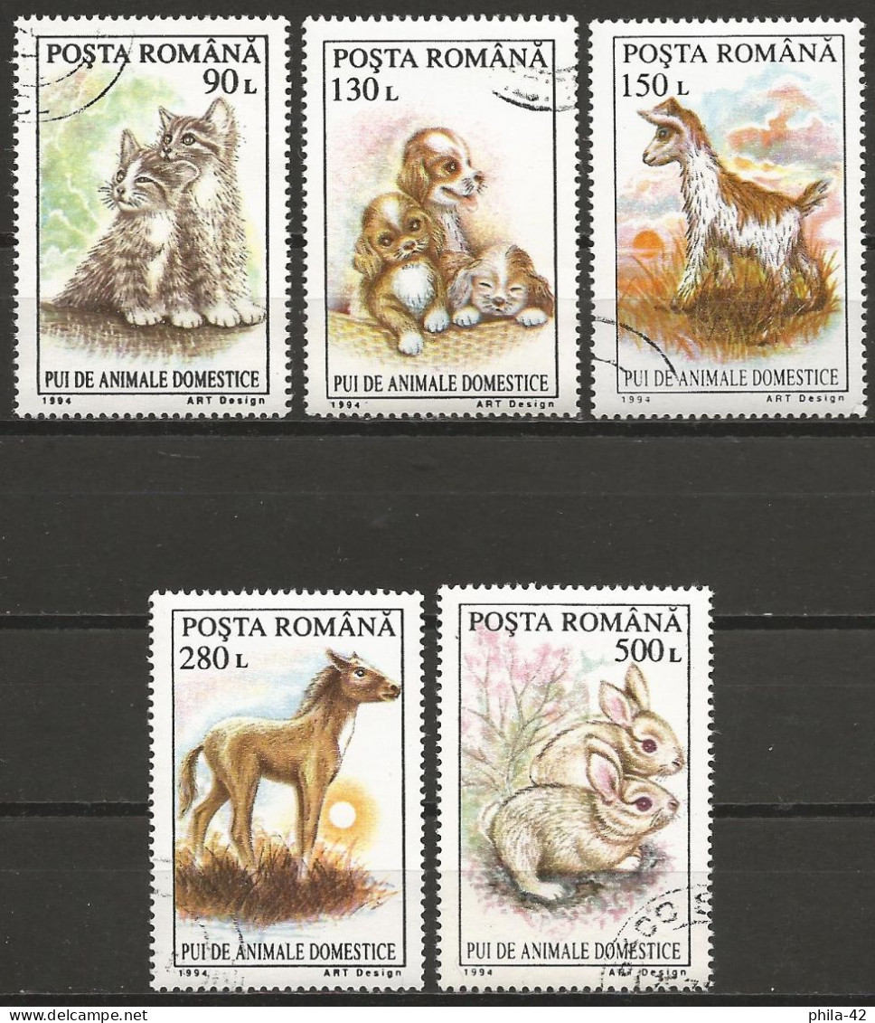 Romania 1994 - Mi 5055/59 - YT 4217/21 ( Yung Animals ) - Oblitérés