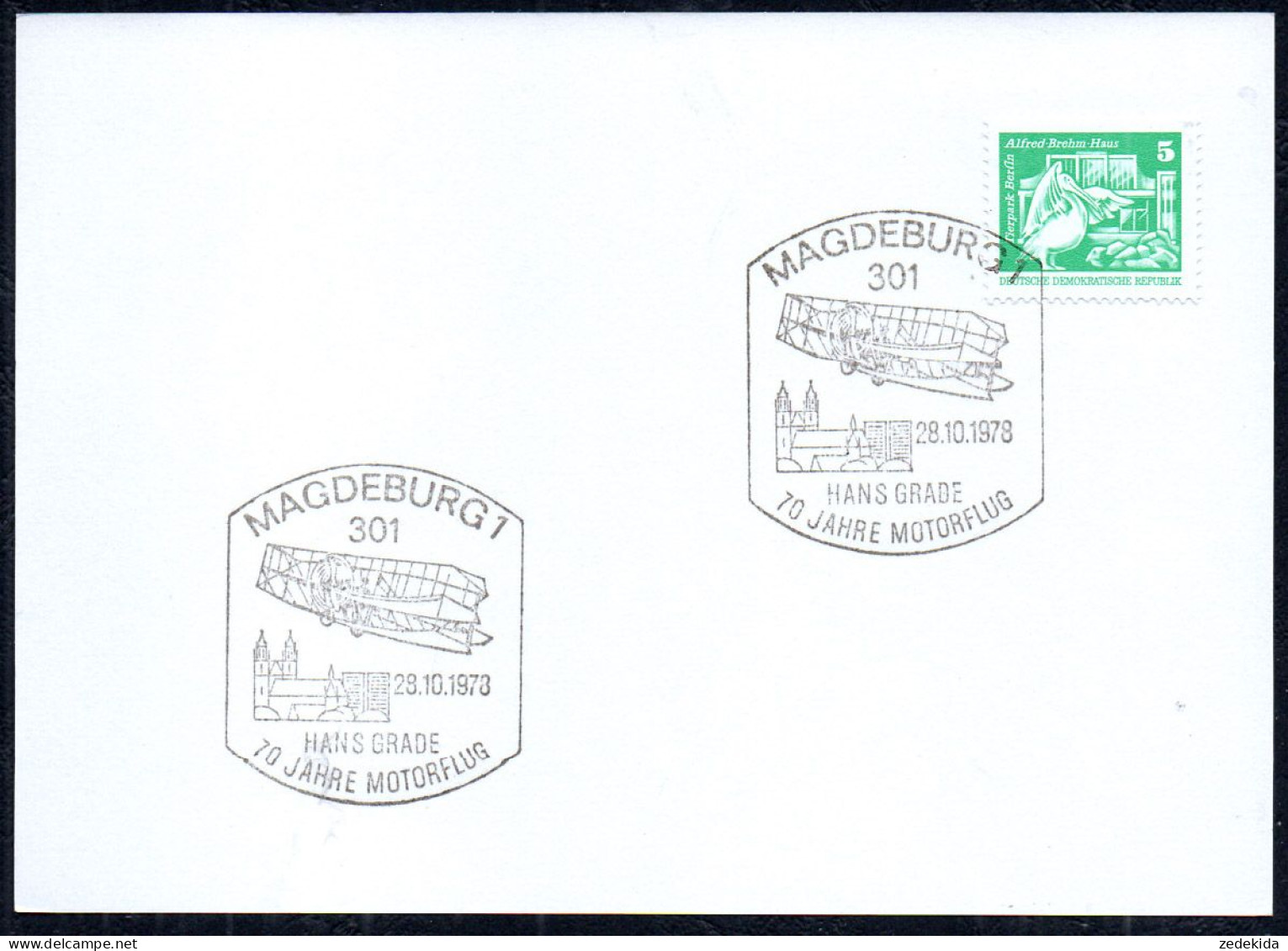 D2519 - Magdeburg - Sonderstempel - Hans Grade Motorflug - 1er Día – FDC (hojas)