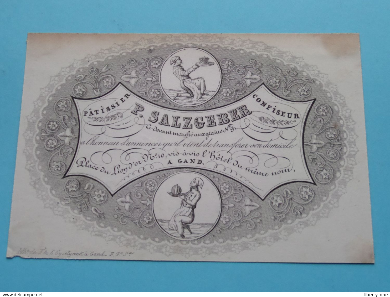 P. SALZGEBER Patissier Confiseur à GAND ( Lith.Gijselinck Gand ) Vieux CDV ! - Visitekaartjes